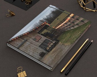 Hardcover Journal Matte - Americana Christmas Barn Lights Design