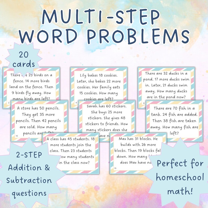 Addition and Subtraction Multi Step Word Problems Second Third Grade ...