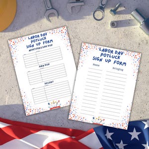 Labor Day Potluck Sign Up Form Office Potluck Picnic Sign Up Sheet Labor Day Church Neighborhood Party Potluck List