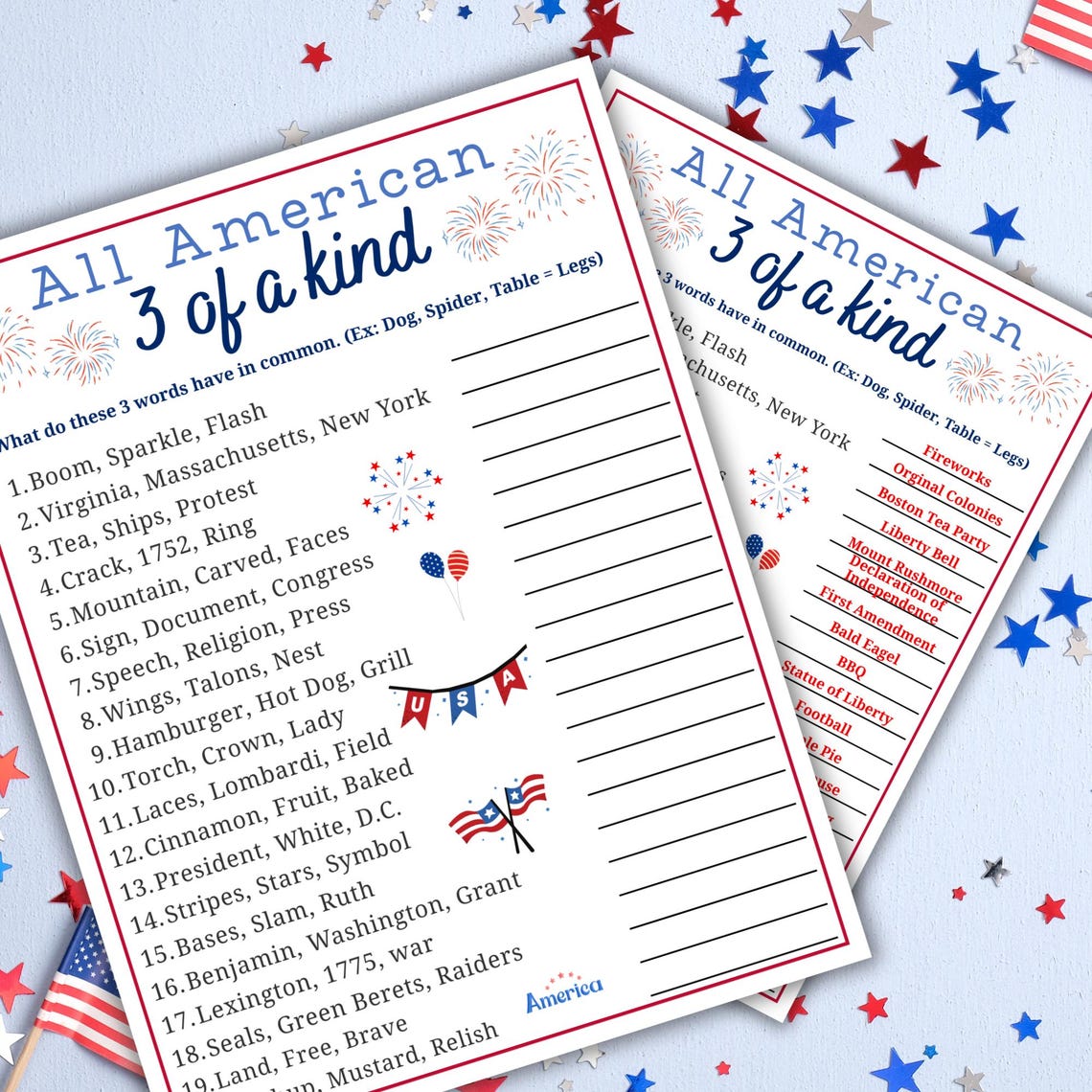 4th of July Trivia Game USA Trivia Quiz American Trivia Party Games ...