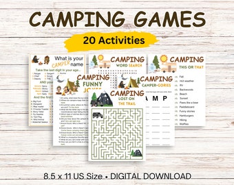 Jeux de camping pour enfants à imprimer, Lot de jeux de camping, Jeux de camp, Activités de camping, Camping pour enfants à imprimer, Jeux pour feu de camp, Jeu de groupe de jeunes