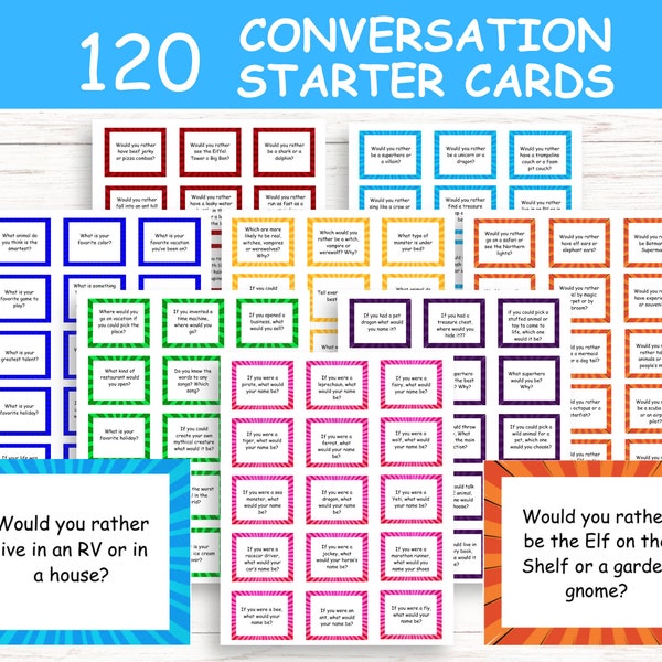 Conversation Cards, Conversation Starter, Question Cards, Get To Know You, Table Talk, Sleepover Game, Boredom Buster Game, Road Trip Game