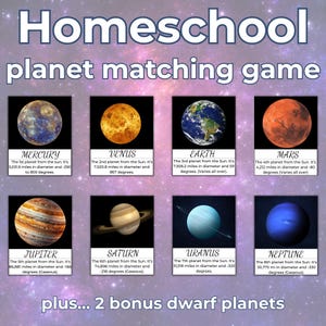 Planet Space Education Solar System Printable Flash Cards Learning Planets Matching Homeschool Science Education Space Flashcards Montessori
