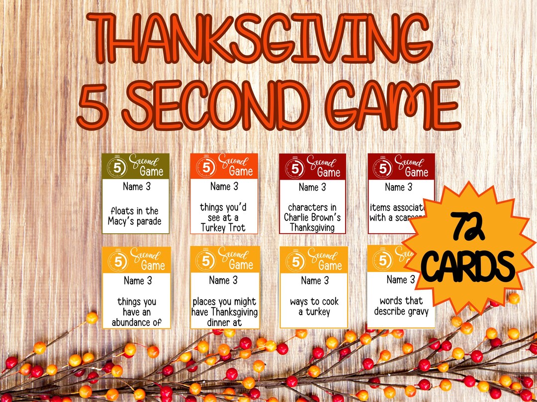 Thanksgiving 5 Second Game, Printable Thanksgiving Family Games ...