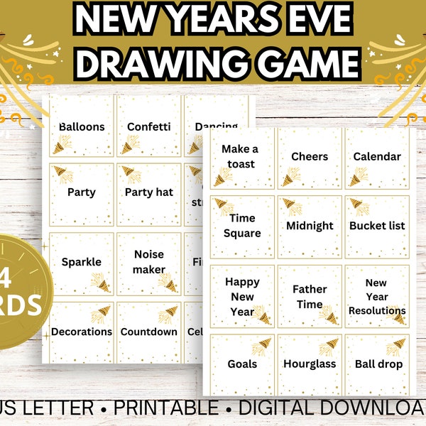 New Year's Eve Drawing Game, NYE Drawing Game, Kids New Years Eve Drawing Game, Kids Holiday Party Games, New Years Acting Game