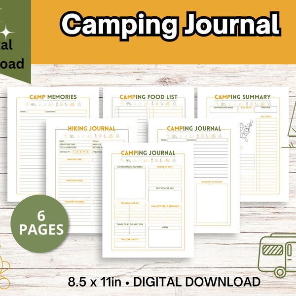 Camping Journal, Adventure Journal, RV Travel Journal, Travel Journal, Camping Planner, Printable Journal, Kids Travel Journal, Camping Book