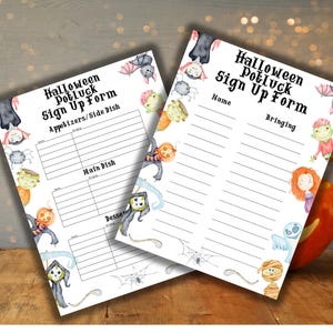 Aanmeldingsblad Halloween-potluck, Potluck-formulier Halloween-feest, Halloween-diner, Potluck-feest, Aanmeldformulier Halloween-eten, Office Party