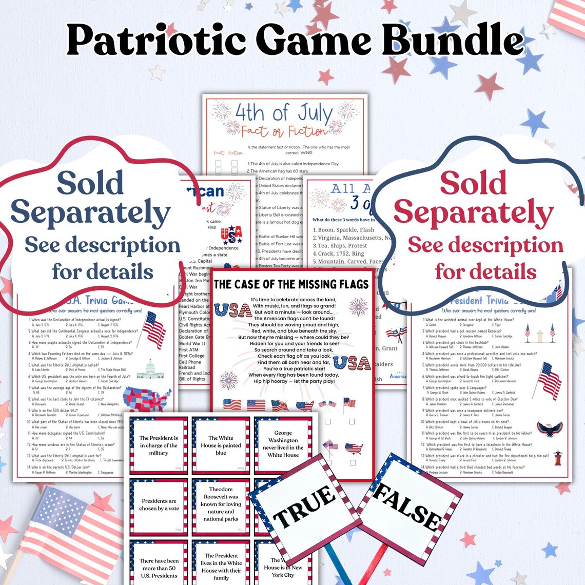 4th of July Trivia Game USA Trivia Quiz 4th of July Activity Printable ...