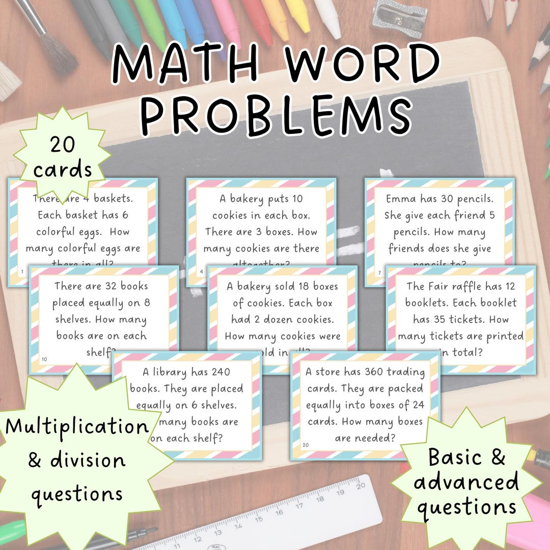 Homeschool Math Printable Resource Basic Multiplication Division Word ...