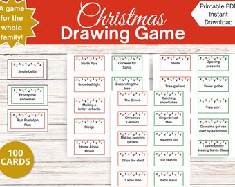 Christmas Picture Drawing Game, Christmas Drawing Card Game, Christmas Family Games, Printable Christmas Games, Christmas Games Family