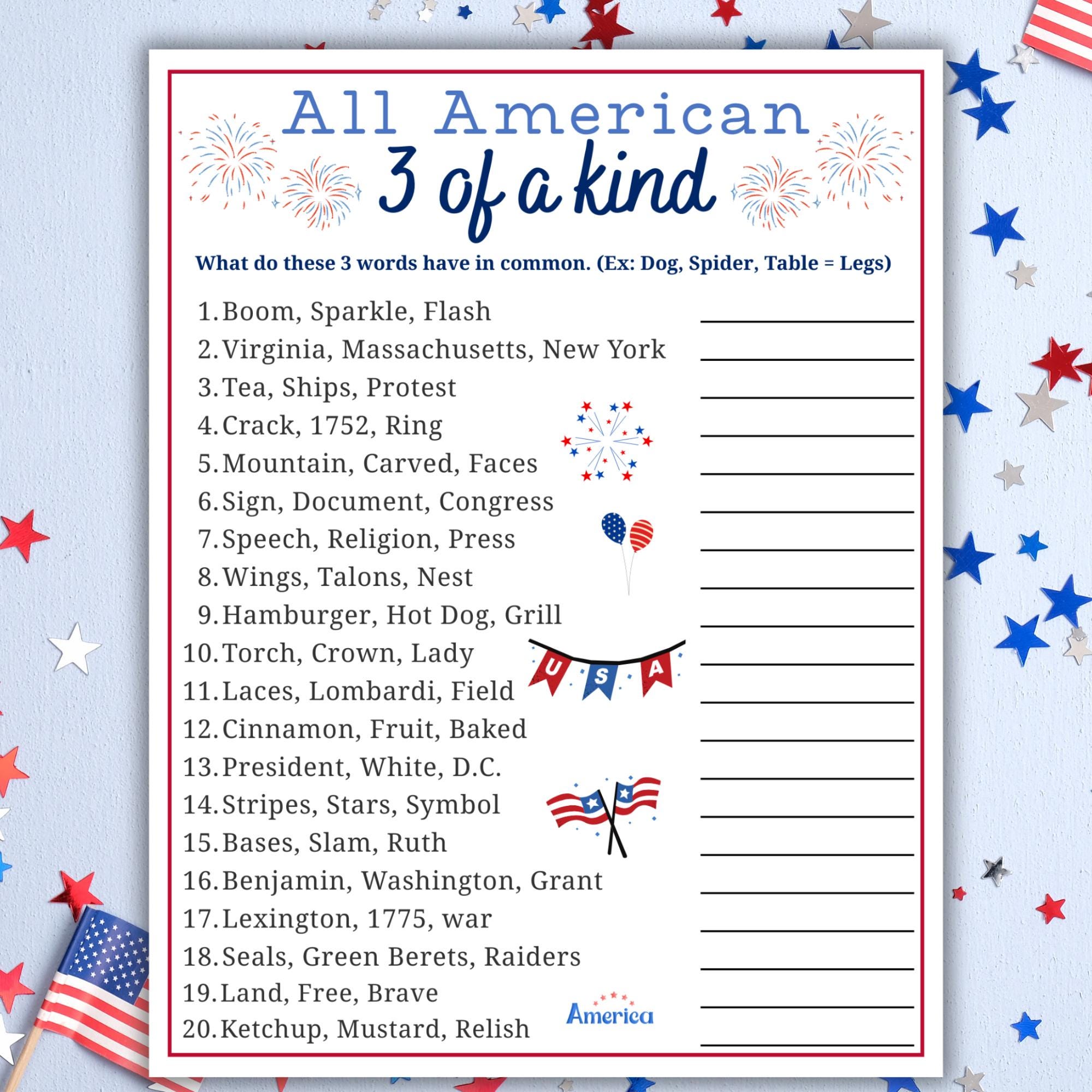 4th of July Trivia Game USA Trivia Quiz American Trivia Party Games ...