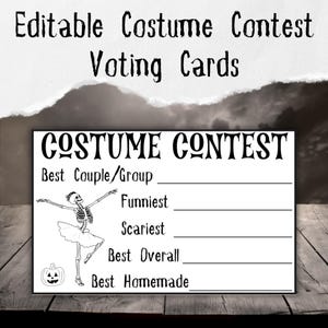 Halloween Costume Contest Voting Cards Costume Competition Best Costume Contest Editable Voting Cards Halloween Costume Party Voting Cards