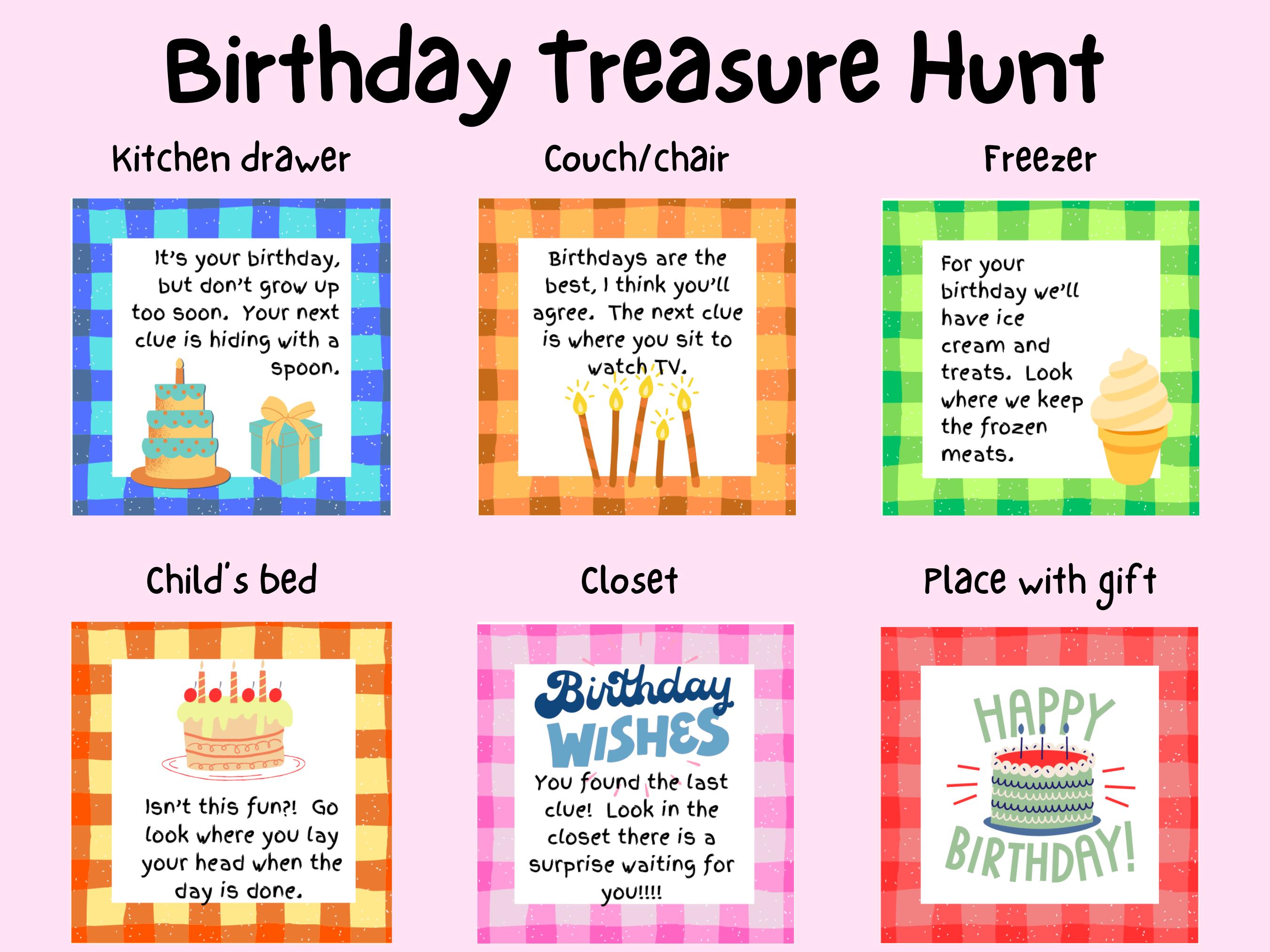 Indoor Birthday Scavenger Hunt for Kids, Birthday Treasure Hunt ...