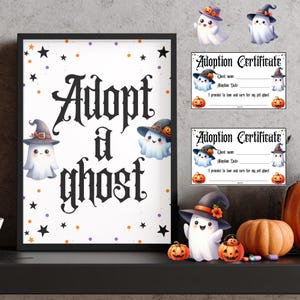 Adopt A Ghost Friendly Ghost Adoption Certificate Halloween Activity Classroom Game Pet Adoption Halloween Party Favor Ghost In A Jar