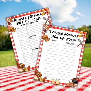 Summer Potluck Sign Up Form Office Potluck Picnic Sign Up Sheet Sommerkirche Nachbarschaftsparty Potluck Liste