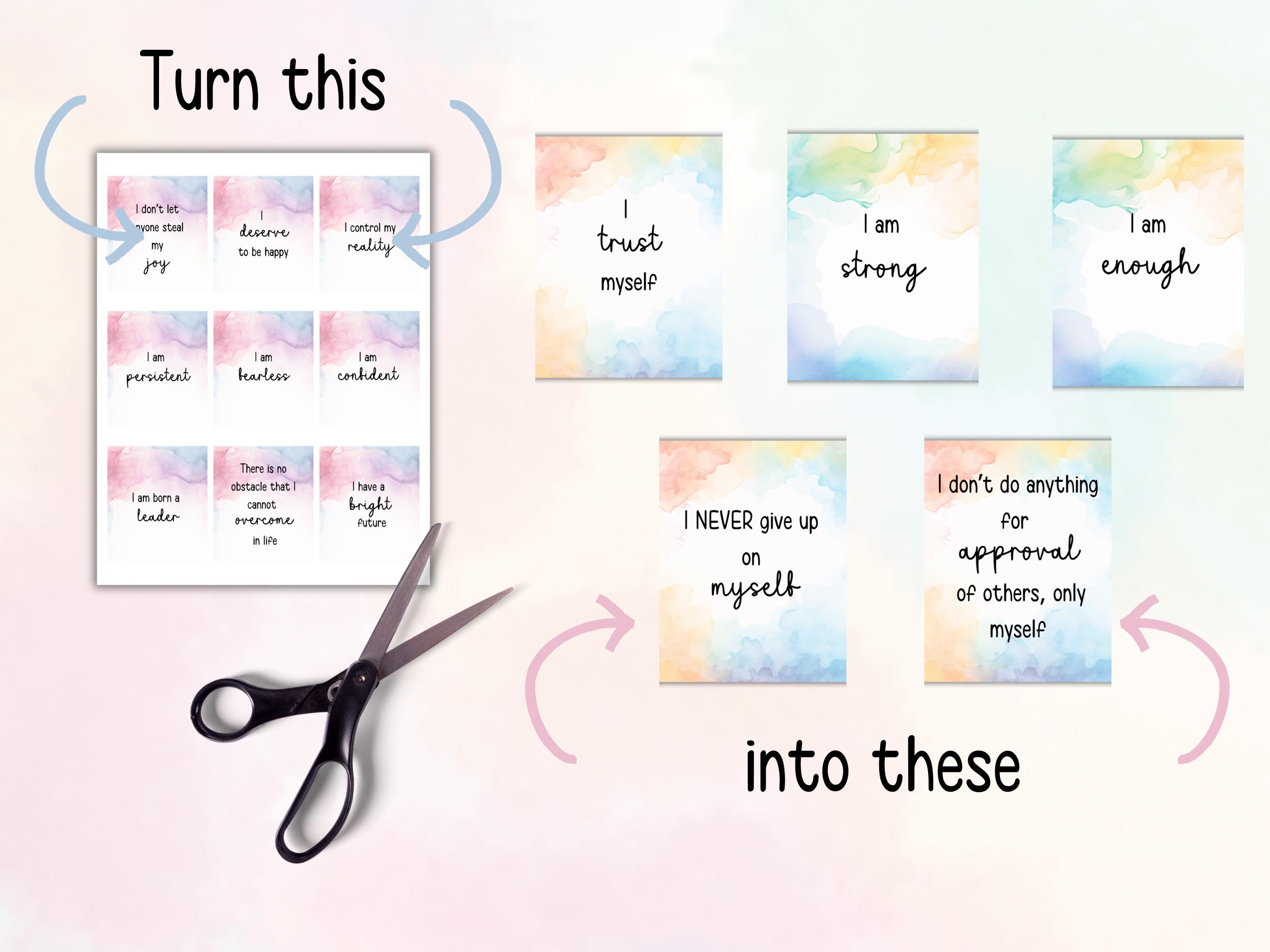 Positive Affirmation Cards Printable Vision Board Manifesting Kit ...