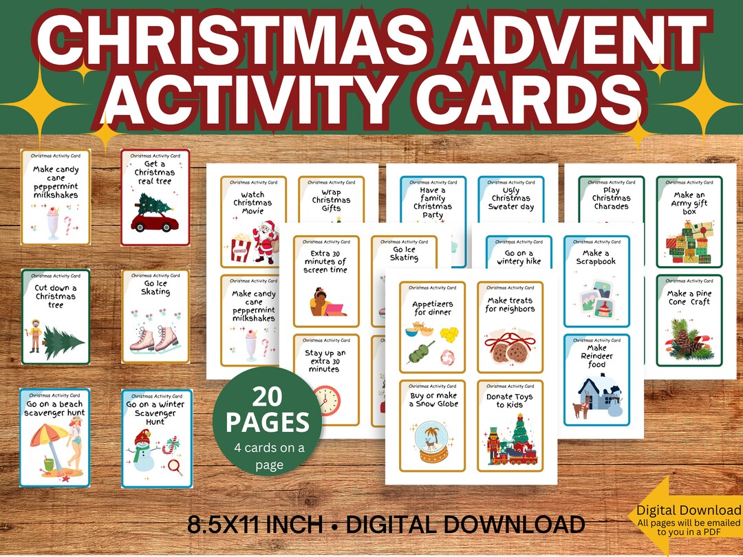 80 Christmas Advent Activity Cards Advent Activities 12 Days Etsy