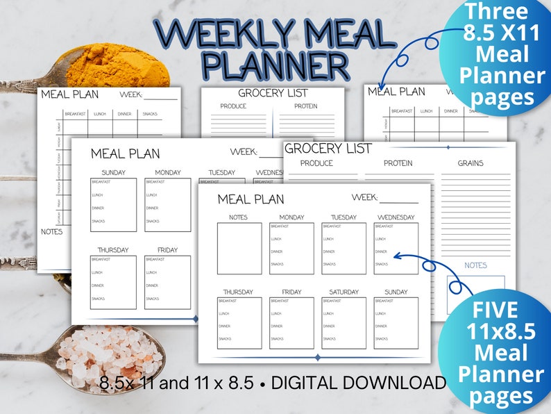 Weekly Meal Planning Printable, 7 Day Meal Prep Planner, Meal Plan ...