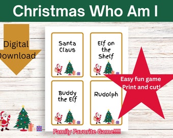 Christmas Who Am I, Christmas Party Game, Family Friendly Christmas Game, Christmas Kids Game, Printable Christmas Game, Holiday Game