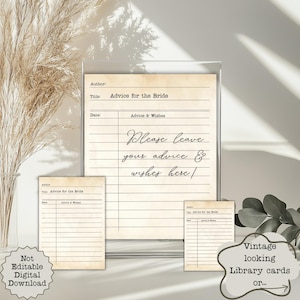 Advice and Wishes for the Bride Book Club Shower Activity Retro Vintage Library Card New Chapter Theme Bridal Shower Keepsake