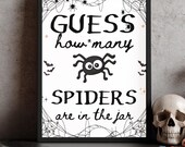 Guess How Many Spiders Guessing Game Classroom Halloween Party Game Spider Office Party Game Halloween Activity How Many In The Jar Kid Game