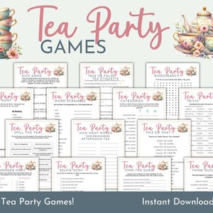 Pacchetto di giochi per il Tea Party per donne Tea Party e bambini Giochi per il Tea Party Poesia Tea Time al High Tea Attività per il Tea Party Pigiama Party Compleanno