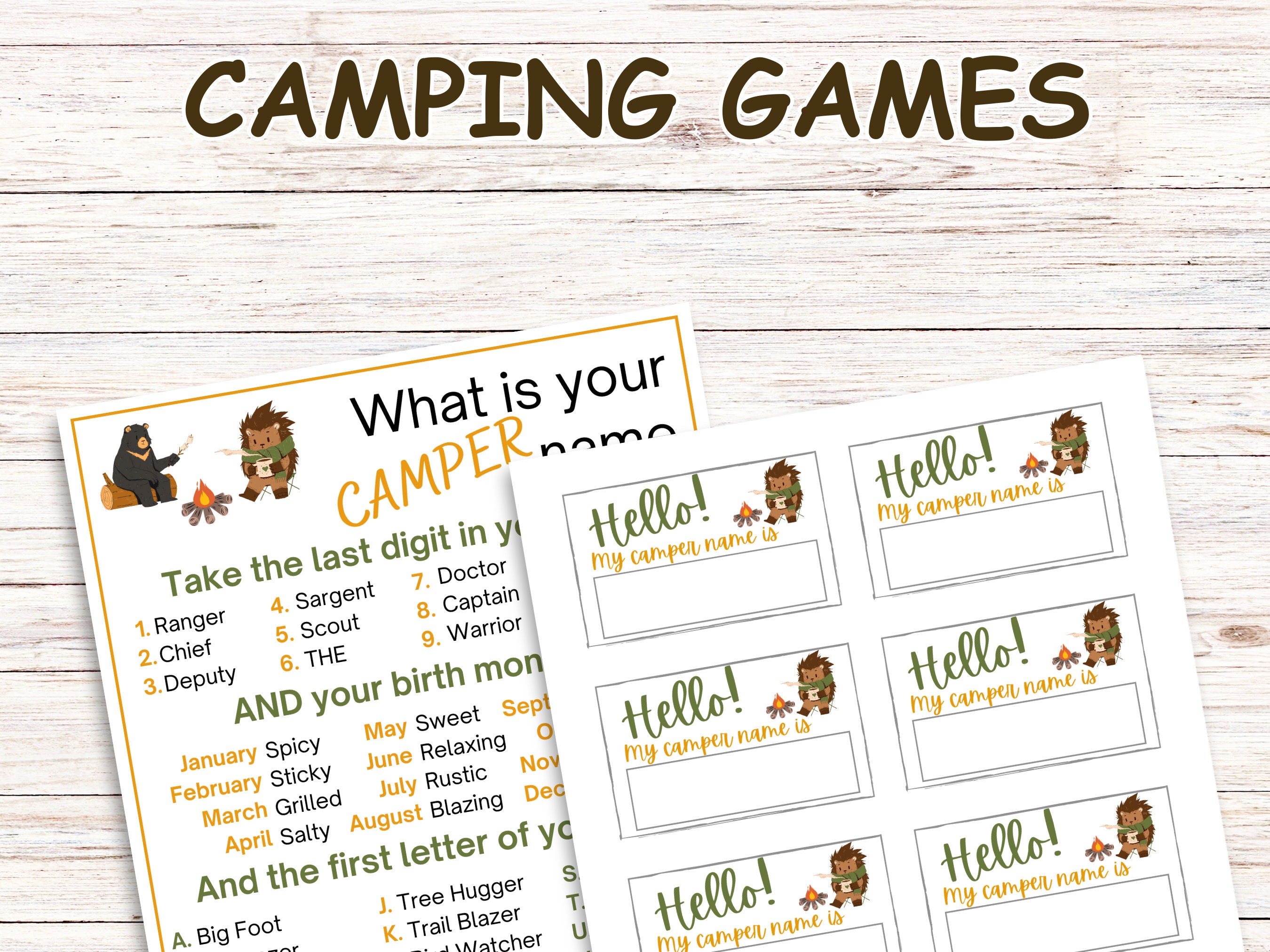 Kids Camping Games Printable, Camping Games Bundle, Camp Games, Camping ...