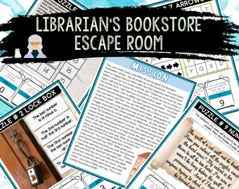 Jeu d'évasion pour enfants, kit imprimable salle d'évasion, salle d'évasion de bibliothèque, jeux d'évasion de librairie, soirée jeux en famille, jeu de club de lecture