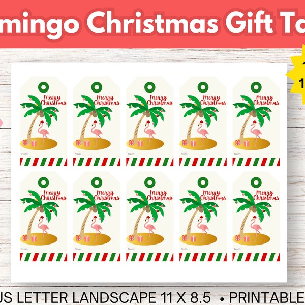 Flamingo Christmas Gift Tags