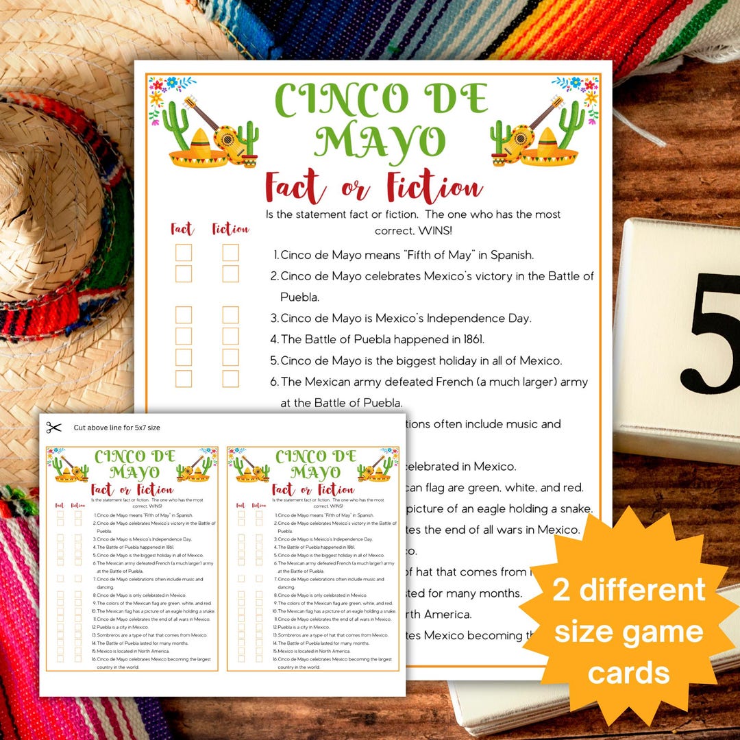 Cinco De Mayo Trivia Fact or Fiction True or False Game Mexican Fiesta ...