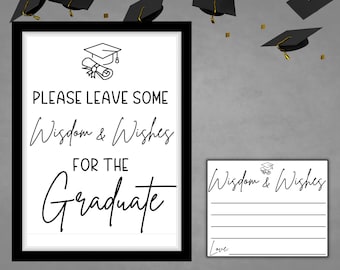 Graduation Advice and Best Wishes Cards Printable Graduation Sign Minimal Simple Graduation Keepsake Grad Advice Cards Words of Wisdom 2025