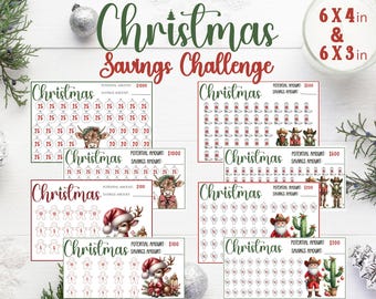 Christmas Savings Challenge Printable, Christmas Savings Tracker, Christmas Cash Stuffing Challenge, A6 Cash Envelope Christmas Challenge