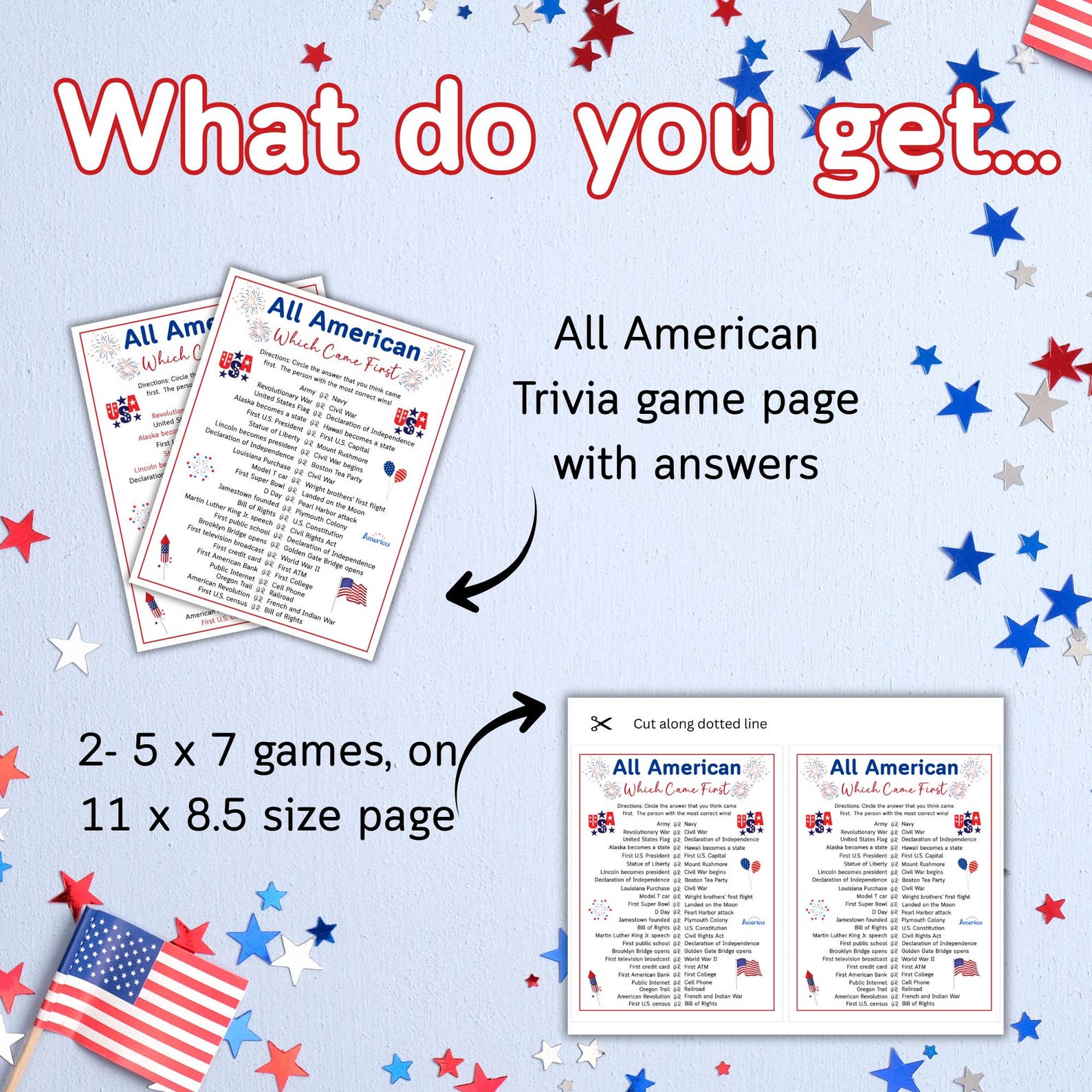 4th of July Trivia Game USA Fun Facts Trivia Quiz Which Came First ...