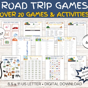 Road Trip Games for Kids, Printable Road Trip Games, Family Road Trip, Travel Games, Kids Travel Journal, Vacation Games, Kids Travel Games