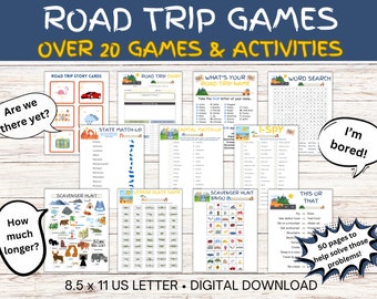 Road Trip Games for Kids, Printable Road Trip Games, Family Road Trip, Travel Games, Kids Travel Journal, Vacation Games, Kids Travel Games