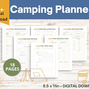 Camping Planner, RV Planner, RV Printable Camping Itinerary, Campsite Planner RV Checklist, Travel Planner, Travel Checklist, Travel Planner