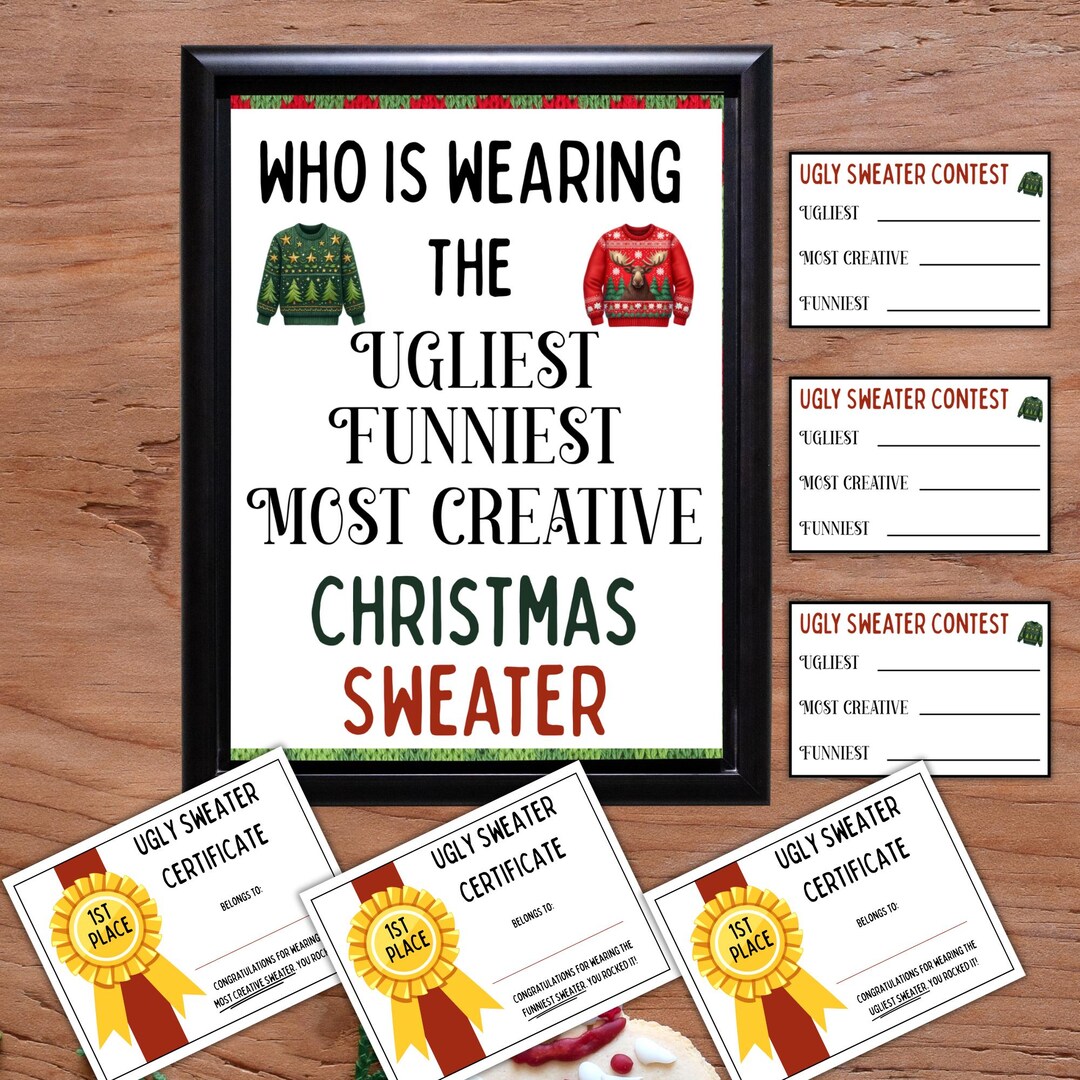 Ugly Sweater Contest Ballot Voting Cards Cast Your Vote Contest Award ...