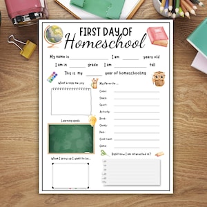 First Day of Homeschool Kids Interview Printable Homeschooling First Day of School All About Me You Keepsake Printable Back to Homeschool