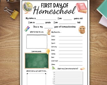 First Day of Homeschool Kids Interview Printable Homeschooling First Day of School All About Me You Keepsake Printable Back to Homeschool