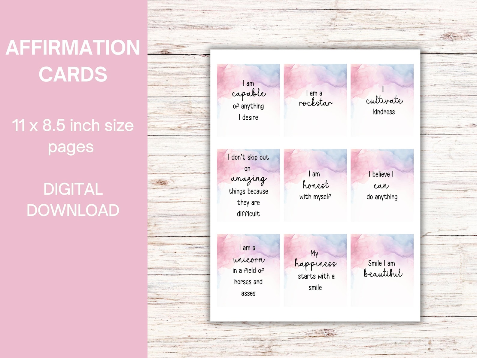 Positive Affirmation Cards Printable Vision Board Manifesting Kit ...