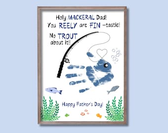 Fishing Handprint Father's Day Handprint Craft Preschool Handprint Art Craft DIY Fathers Day Printable Dad Keepsake Gift Fathers Day Fishing