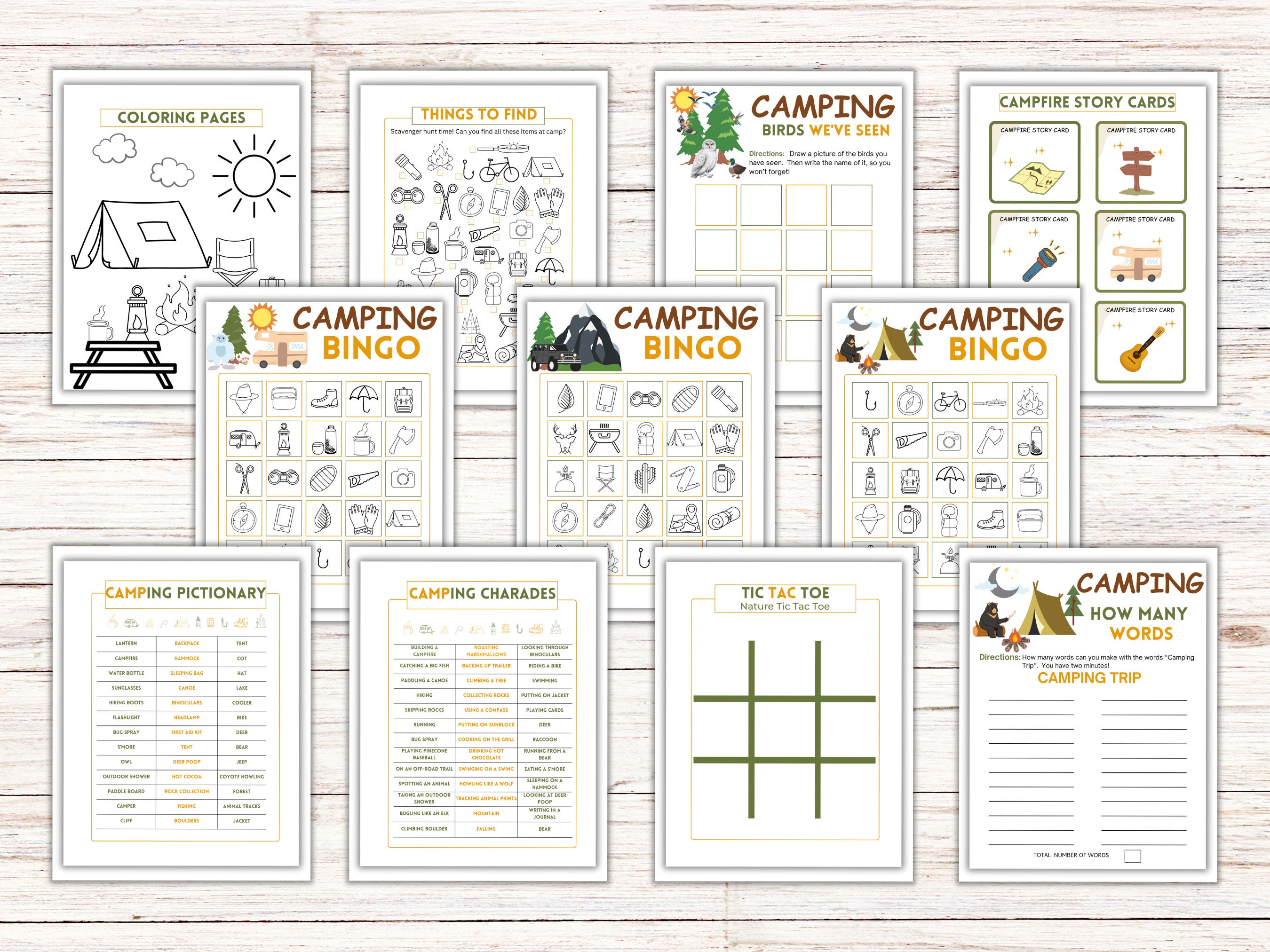 Kids Camping Games Printable, Camping Games Bundle, Camp Games, Camping ...