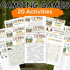 Kids Camping Games Bundle Summer Activities Camping Bingo Camping Activity Kit Printable Camp Games Camping Themed Party Youth Group Games