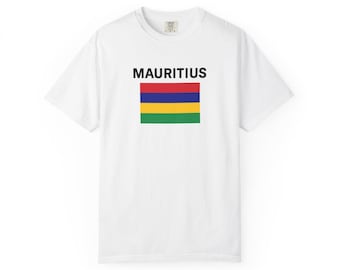 Mauritius Flag T-Shirt, Unisex Garment-Dyed Tee, Casual Wear, Travel Shirt, KodeAfrique Design, Gifts for Travelers
