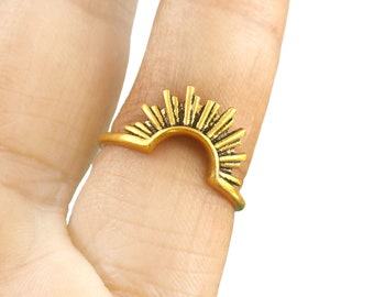 14k Solid Gold Sunburst Ring, Gold Sonnenstrahl Ring, Sonnenschein Ring, aufgehende Sonne Ring, perfektes Geschenk für sie, minimalistischen Frauen Ring, himmlischen Ring