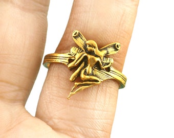 Vintage Sterling Silver Mermaid Adjustable Ring