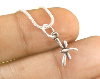 Tiny Dragonfly Necklace, Dragonfly Jewelry, Sterling Silver Insect Necklace, Insect Jewelry, Dragonfly Charm Necklace, Dainty Necklace