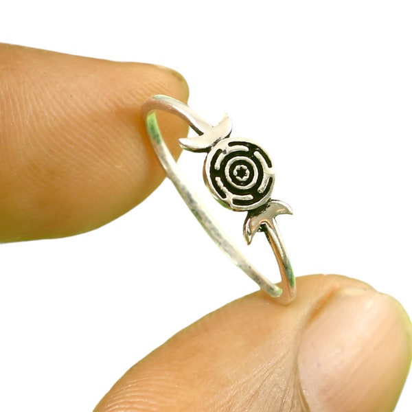 solid 925 silver Hekate's magic Strophalos ring,Wheel of Hecate symbol jewelry,talisman jewelry,silver ring,unique ring
