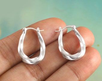 Twisted Hoop Earrings, Thick Rope Hoop Earrings Women, Chunky Huggie Earrings, Waterproof Earrings, Handmade Gift