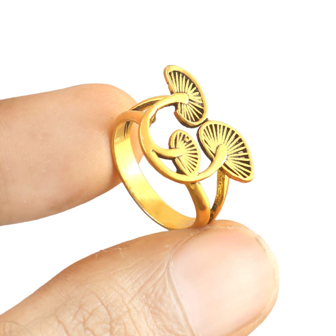 Mushroom Ring Fungi Ring Triple Mushroom Silver Ring Silver Etsy